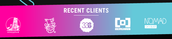 Recent Clients: Sisyphos Club Berlin, Studio 338 London, Berghain Club Berlin, Nomad Skybar Bucharest