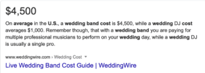 usa wedding prices for band DJ