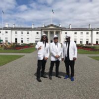 Havana Club Trio Standing outside The president of Irelands house performance summer 2023