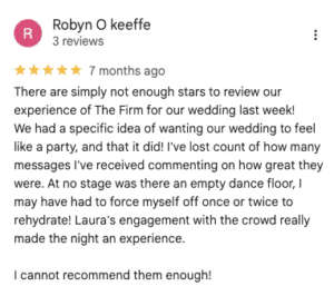 the firm wedding band google reviews Screenshot 2025 12 11 at 09.28.02